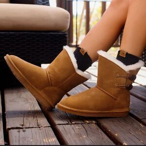 BRAND NEW JUST BE LADIES COG FAUX SUEDE ROUND TOE FAUX FUR WOMEN"S BOOTIES